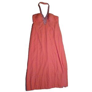 Faviana Women 18W Formal Dress Orange Prom Halter Neck Sleeveless Sequin Sparkle